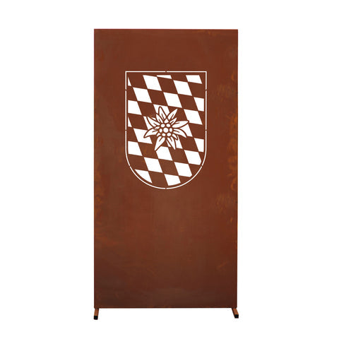 Sichtschutzwand Wappen im Rost Design