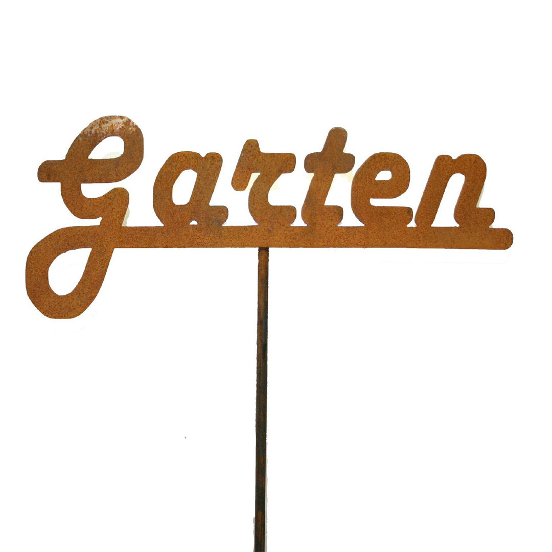 Gartenstecker mit Schriftzug Garten im Rost Look