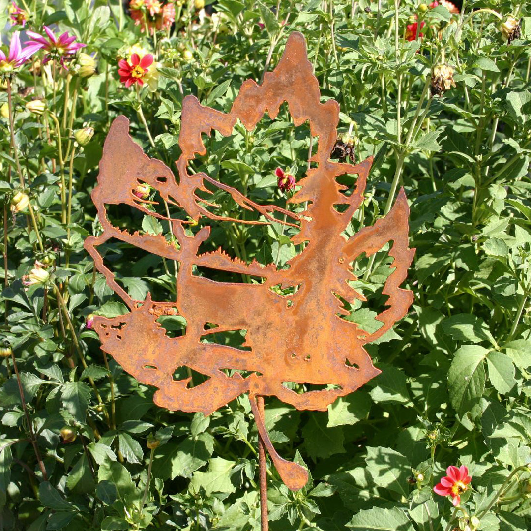 Gartenstecker Ahornblatt mit Reh 2
