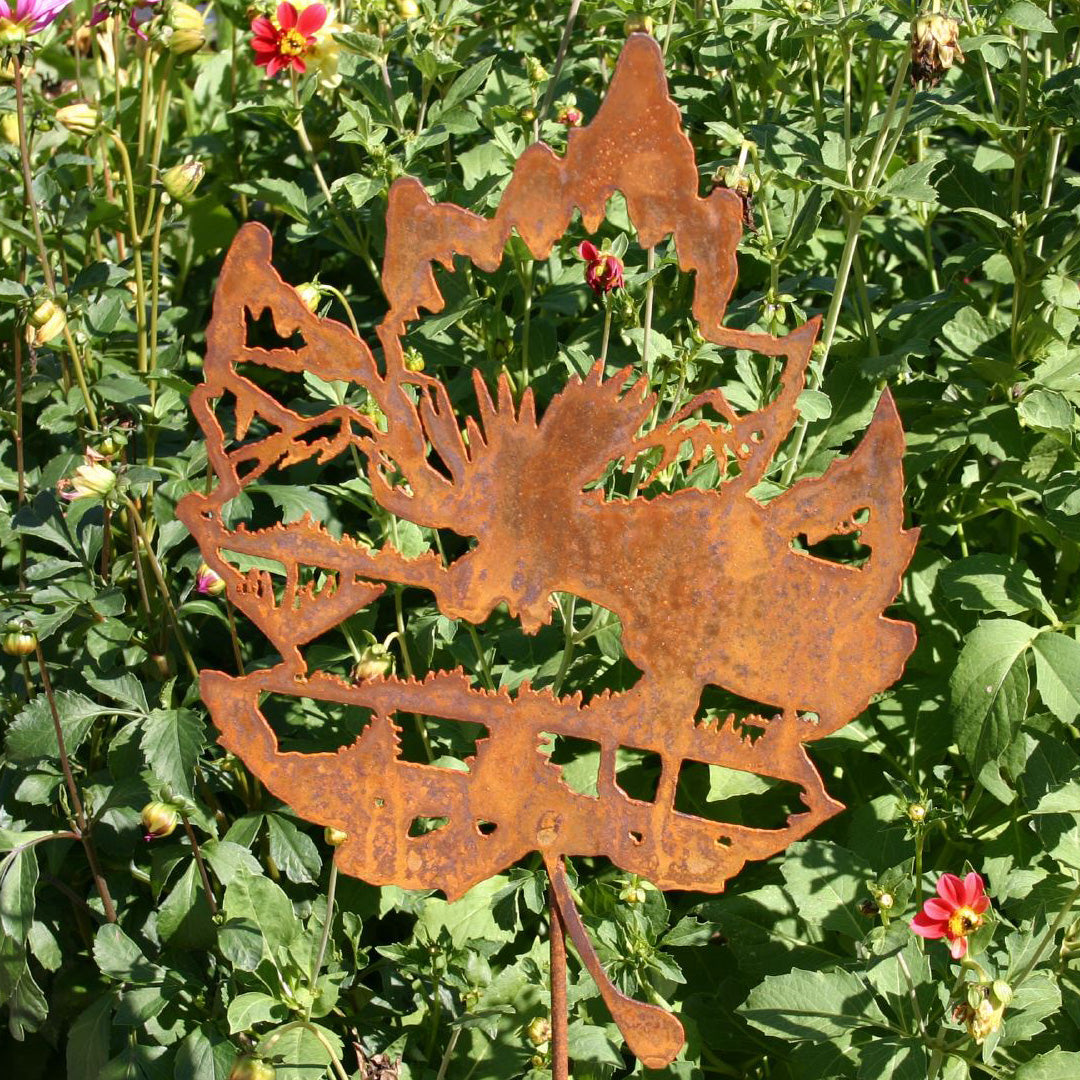 Gartenstecker Ahornblatt mit Elch